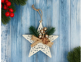 Подвеска пластик Звезда с композицией 9692896 10*10см белый