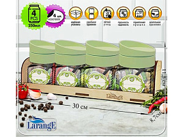 Набор банок для сыпучих стекло 4пр Нежно-мятный с крышкой дозатором 00273-00001/8749