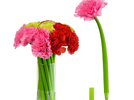 Ручка MC-5583 "ГВОЗДИКА" прорезиненный корпус зелёного цвета, наконечник роза/цвета в ассортименте/, цвет чернил-синий.