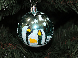 Шар 7см E6062 Деревня голубой