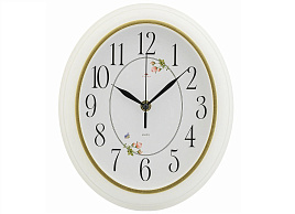 Часы настенные "21 Век" 22,5*26,5 2623-013 Легкость белый с золотом овал