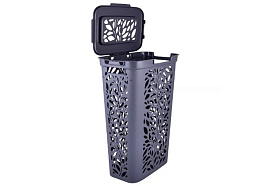 Корзина для белья 60л Leaves серая  48925