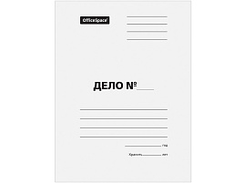 Скоросшиватель карт. OfficeSpace 158528 "Дело", картон мелованный, 380г/м2, белый, пробитый, до 200л.