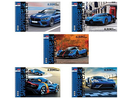 Альбом для рисования 32л. на спирали Hatber 32А4Всп "BLUEsupercar" (5 видов), обложка картон