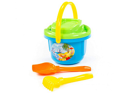 Песочный набор №193 8921 ведро, ситечко, лопатка, грабельки