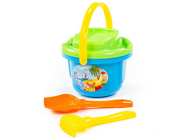 Песочный набор №193 8921 ведро, ситечко, лопатка, грабельки