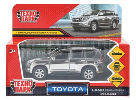 Машина металлическая PRADO-SL-CH-WOD TOYOTA PRADO ХРОМ 12 см, двери, багаж, инерц, серебрист, кор.