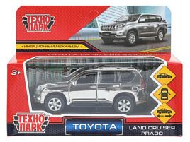Машина металлическая PRADO-SL-CH-WOD TOYOTA PRADO ХРОМ 12 см, двери, багаж, инерц, серебрист, кор.