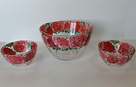 Набор салатников стекло 3пр 326/322 Пионы 19+11+11см