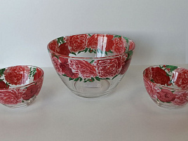 Набор салатников стекло 3пр 326/322 Пионы 19+11+11см