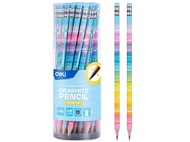Карандаш ч/гр Deli EC046-HB Multiplication table HB кругл. липа, рисунок, ластик