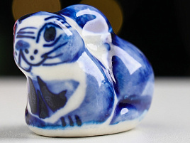 Сувенир Гжель Кролик Лаки 9см