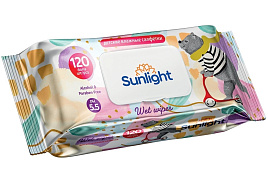 Влажные салфетки Детские 120шт Sunlight Eco с кр.Мишка