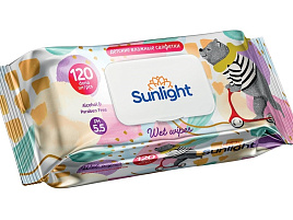 Влажные салфетки Детские 120шт Sunlight Eco с кр.Мишка