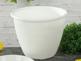 Кашпо цветочное 1,2л Розалия М1424 белое с поддоном