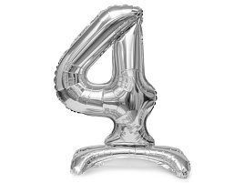 Шар надувной Цифра 4 серебро 32" ч41934 80см