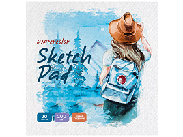 Скетчбук BG Скв20ск_57149 для акварели, 20л., 200*200 "Путешествие", на склейке, глянцевая ламинация, 200г/м2, ГОЗНАК, среднее зерно