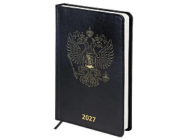 Ежедневник датированный 2027г. А5 BRAUBERG 118044 "State", под кожу, черный