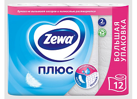Туалетная бумага Зева плюс 12шт.Белая 2-х сл.
