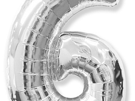 Шар надувной Цифра 6 серебро 1207-3068/901766P