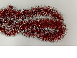 Мишура №10/H07 Красная с белым кончиком