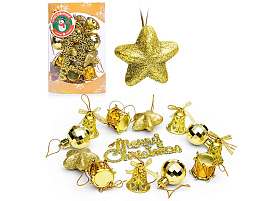 Набор новогодних украшений S2001-1 золото 3см*13шт