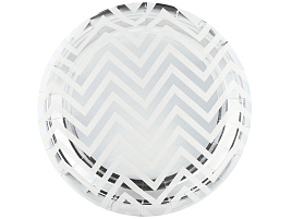 Тарелка бумажная 23см 6224016 Зигзаги, серебро 6шт