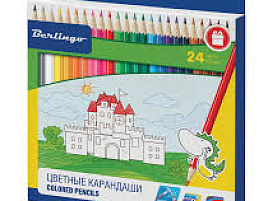 Карандаши цветные 24цв. Berlingo CP00124 "Замки" заточен., картон. уп., европодвес