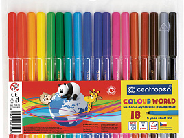 Фломастеры 18цв. Centropen 7550/18/1884 "Colour World" трехгранные, блистер, европодвес