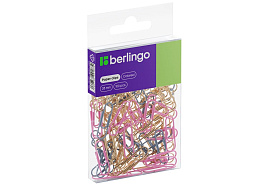 Скрепки Berlingo 28мм 100шт. DBs_28100f цветные, ПВХ упак., европодвес, розовый+золотой