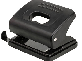 Дырокол OfficeSpace P_7116/222110 20л., пластиковый, черный, с линейкой