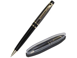Ручка BRAUBERG 143483 шариковая Sonata, СИНЯЯ, корпус золотистый с черным, линия письма 0,5 мм