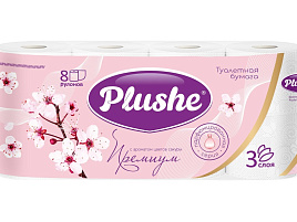 Туалетная бумага Plushe Premium Арома 8шт.3-х сл.Сакура