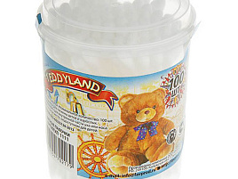 Ватные палочки TeddyLand 100шт банка 2179