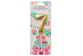 ССвеча-цифра "7" Золотые грани Ч54384