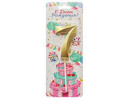 ССвеча-цифра "7" Золотые грани Ч54384