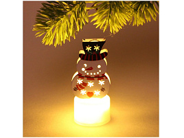 НГ Сувенир свет 196-0432 Снеговичок в шляпе 8*3,5см