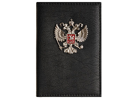 Обложка на паспорт OfficeSpace PS384359 Герб, экокожа, текстура Кварц, подклад текстиль, черный, металлический шильд