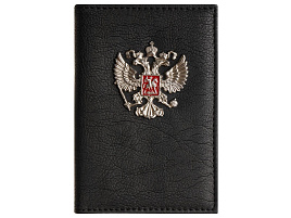 Обложка на паспорт OfficeSpace PS384359 Герб, экокожа, текстура Кварц, подклад текстиль, черный, металлический шильд
