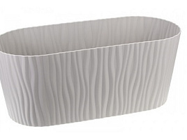 Кашпо цветочное 4,2л Волна М3191 кремовое с вкладышем