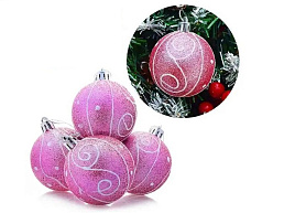 Шар 6см S0161-1 розовый с узором 1шт