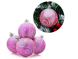 Шар 6см S0161-1 розовый с узором 1шт