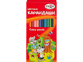 Карандаши цветные 12цв. Гамма 050918_07 "Мультики", трехгранные,  заточен., картон. уп., европодвес