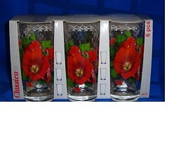 Набор стаканов 6шт 1289 Цветы в подложке