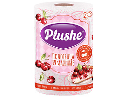 Полотенце бумажное Plushe 1шт.2-х сл.30м аромат вишневого тарта