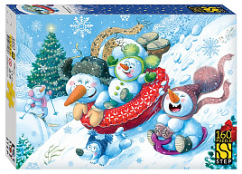 НГ Пазл 160эл. 72089 Снеговички на горке