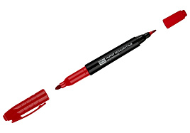 Маркер OfficeSpace PMds_66085 двусторонний, красный, круглый наконечник, 2/4мм