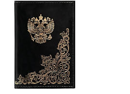 Обложка на паспорт OfficeSpace 339858 "Герб", лакированная кожа, тиснение золото, черная