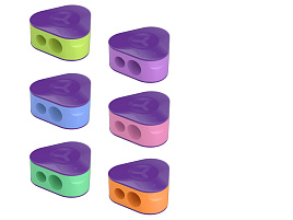 Точилка Berlingo 15038 "Signature", с контейнером, 2 отверстия, ассорти