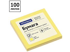 Блок самоклеящийся 76*76 OfficeSpace 299716 100л., желтый